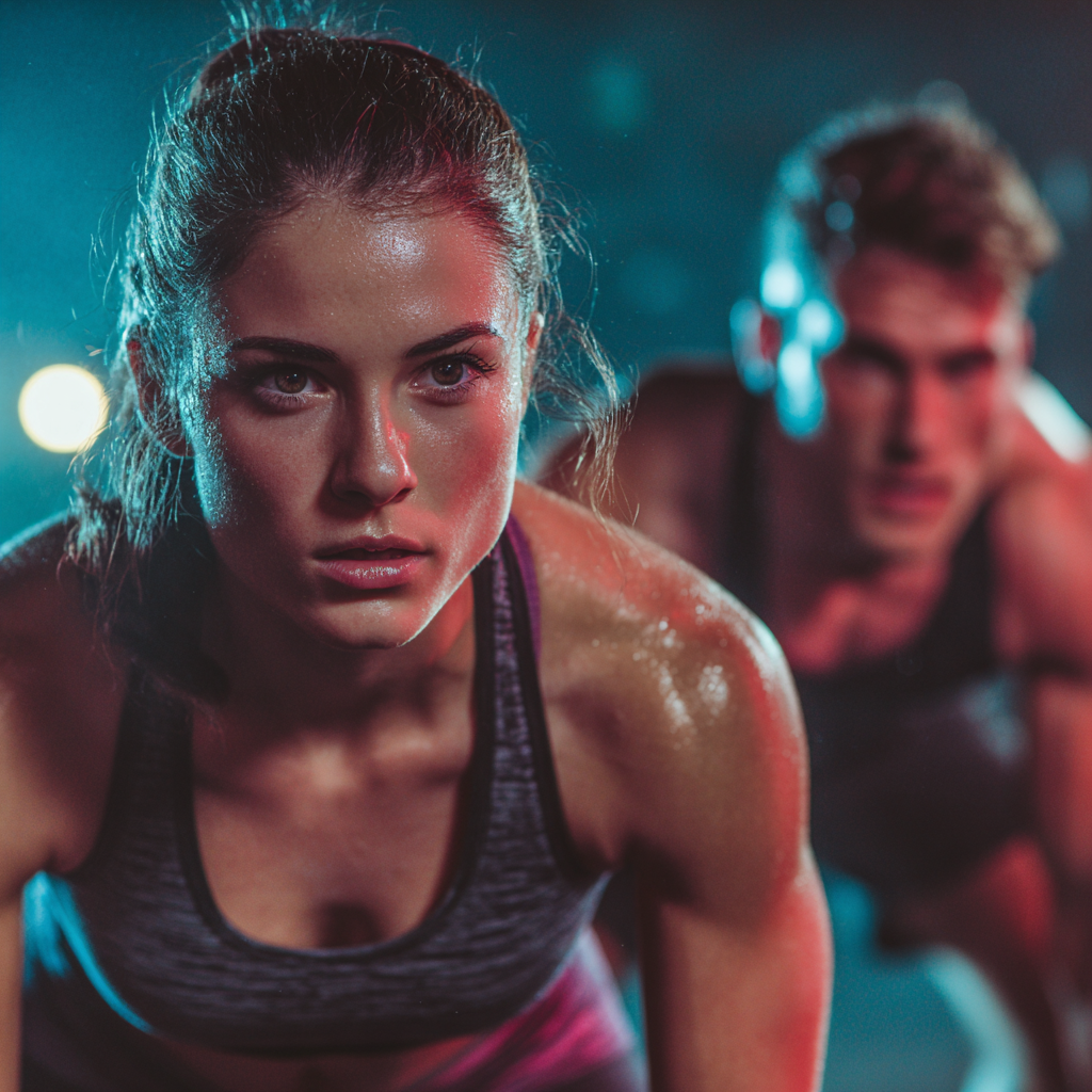 Grupa zróżnicowanych wiekowo dorosłych Polaków po ukończeniu treningu fitness, wszyscy uśmiechnięci i zadowoleni z ćwiczeń